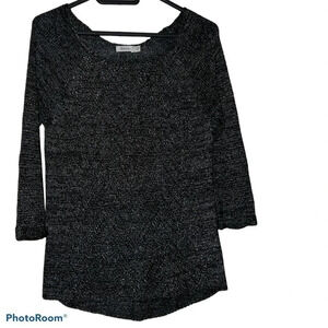 Reitmans metallic charcoal long sleeve  sweater blouse Sz SP